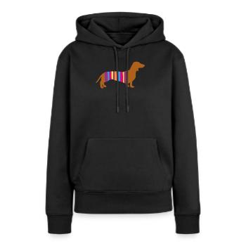 Teckel Rayure Chien Chien Race Chien Chien Promenade Bello Fan - Sweat à capuche Premium bio Femme - noir - Devant - Julia (174cm)