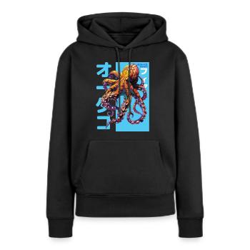 Tentacules Japonais - Sweat à capuche Premium bio Femme - noir - Devant - Julia (174cm)