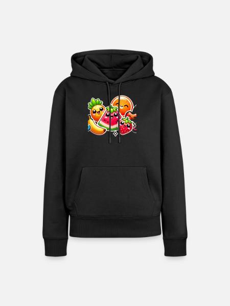 Farbenfroher Obstparty-Stil - Frauen Premium Bio Hoodie - Schwarz