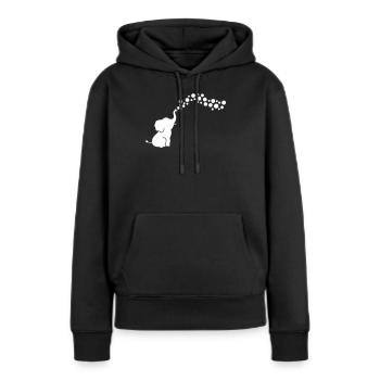 Verspielter Elefant, der Blasen bläst - Frauen Premium Bio Hoodie - Schwarz - Vorne - Julia (174cm)