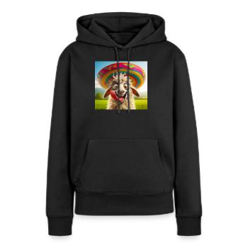 Mouton au sombrero - Sweat à capuche Premium bio Femme - noir - Devant - Julia (174cm)