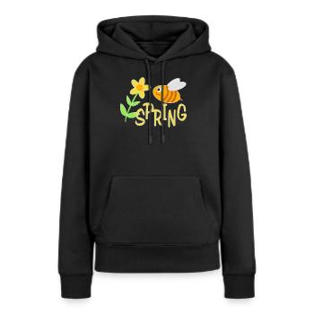 Fröhliche Bienchen mit Blumenmotiv - Frauen Premium Bio Hoodie - Schwarz - Vorne - Julia (174cm)