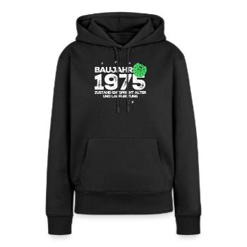 Baujahr 1975 - Frauen Premium Bio Hoodie - Schwarz - Vorne - Julia (174cm)