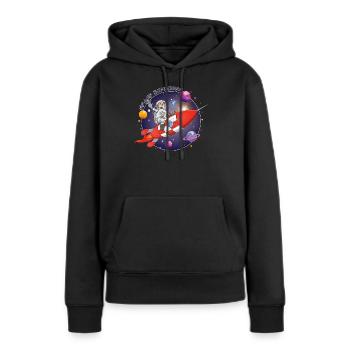 Der Astronaut und die rote Rakete im All - Frauen Premium Bio Hoodie - Schwarz - Vorne - Julia (174cm)