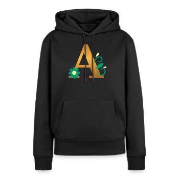 A - Sweat à capuche Premium bio Femme - noir - Devant - Julia (174cm)