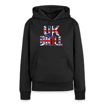 UK DRILL - Sweat à capuche Premium bio Femme - noir - Devant - Julia (174cm)