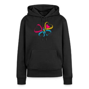 papillon coeur - Sweat à capuche Premium bio Femme - noir - Devant - Julia (174cm)