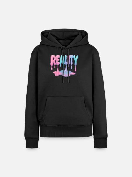 Reality - Tropfende Pastell Schrift - Frauen Premium Bio Hoodie - Schwarz