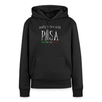 Verliebt in Pisa, Handzeichnung, schiefer Turm - Frauen Premium Bio Hoodie - Schwarz - Vorne - Julia (174cm)