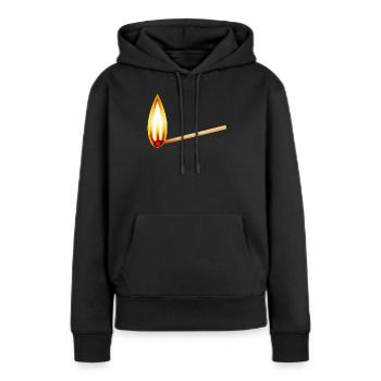 Brennendes Streichholz mit großer warmer Flamme - Frauen Premium Bio Hoodie - Schwarz - Vorne - Julia (174cm)