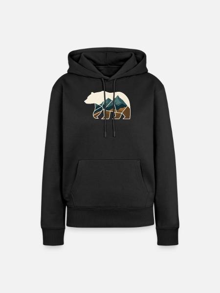 Bär Design geometrisch - Frauen Premium Bio Hoodie - Schwarz
