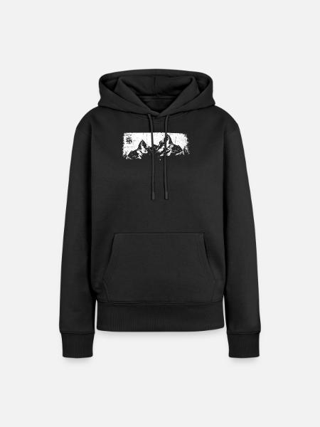 Schneegipfel-Silhouette - Frauen Premium Bio Hoodie - Schwarz