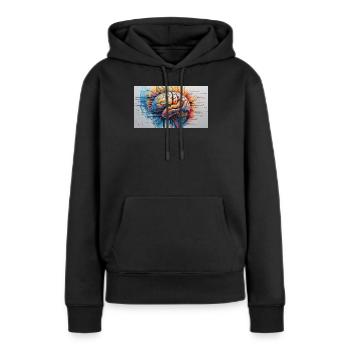 Künstlicher gehirnfarbener Schaltkreis - Frauen Premium Bio Hoodie - Schwarz - Vorne - Julia (174cm)