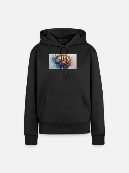 Künstlicher gehirnfarbener Schaltkreis - Frauen Premium Bio Hoodie - Schwarz