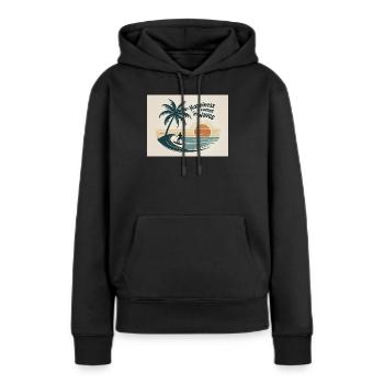 Surfer reitet Welle mit Sonnenuntergang am Meer - Frauen Premium Bio Hoodie - Schwarz - Vorne - Julia (174cm)