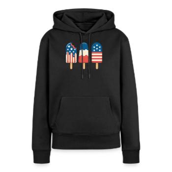 Cream Lover Independence Day 4 juillet - Sweat à capuche Premium bio Femme - noir - Devant - Julia (174cm)