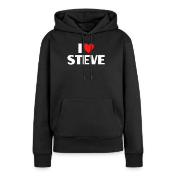 J'aime Steve Red Heart, fan du nom romantique - Sweat à capuche Premium bio Femme - noir - Devant - Julia (174cm)