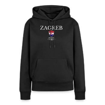 Zagreb Croatie, souvenir Zagreb - Sweat à capuche Premium bio Femme - noir - Devant - Julia (174cm)
