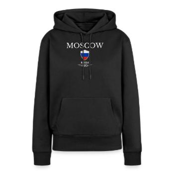 Moscou Russie, souvenir Moscou - Sweat à capuche Premium bio Femme - noir - Devant - Julia (174cm)
