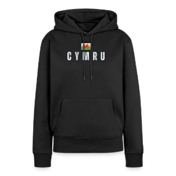 Flagge von Wales, walisischer Patriot - Frauen Premium Bio Hoodie - Schwarz - Vorne - Julia (174cm)