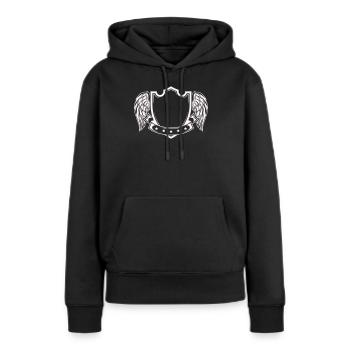 Wappen - Frauen Premium Bio Hoodie - Schwarz - Vorne - Julia (174cm)