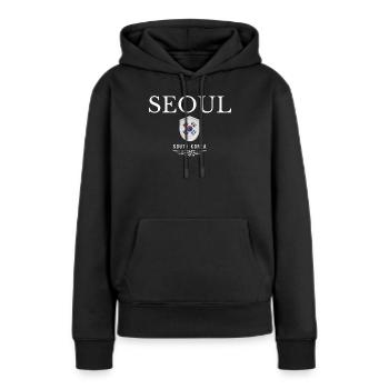 Seoul Südkorea, ich liebe Seoul - Frauen Premium Bio Hoodie - Schwarz - Vorne - Julia (174cm)