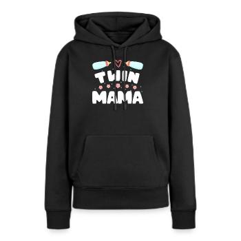 Zwillingsmama Schwangerschaft Mom of Twins - Frauen Premium Bio Hoodie - Schwarz - Vorne - Julia (174cm)