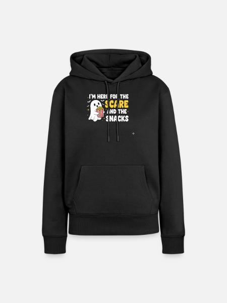 Halloween-Geist und Snacks - Frauen Premium Bio Hoodie - Schwarz