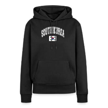 Corée du Sud - Sweat à capuche Premium bio Femme - noir - Devant - Julia (174cm)