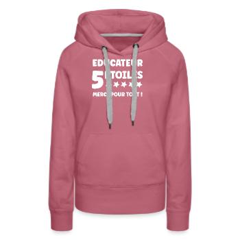 Erzieher - Frauen Premium Bio Hoodie - Malve - Vorne - Isabella (175cm)