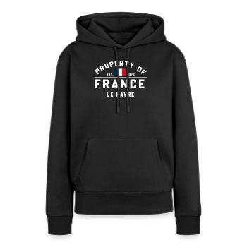 Aus Frankreich Marke Le Havre - Frauen Premium Bio Hoodie - Schwarz - Vorne - Julia (174cm)
