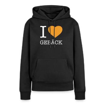 J’adore les pâtisseries - Sweat à capuche Premium bio Femme - noir - Devant - Julia (174cm)