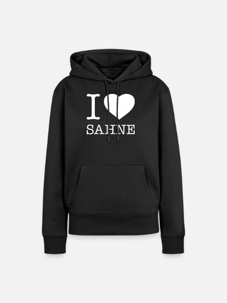 I love Sahne - Frauen Premium Bio Hoodie - Schwarz