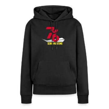 Stilisiertes Seine-Maritime-Emblem 76 - Frauen Premium Bio Hoodie - Schwarz - Vorne - Julia (174cm)