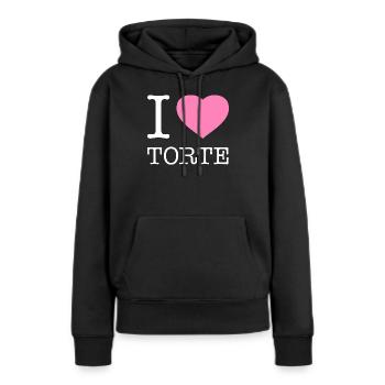 I love Torte - Frauen Premium Bio Hoodie - Schwarz - Vorne - Julia (174cm)