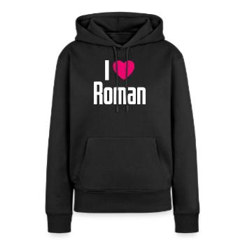 J’aime Roman Pink Heart J’aime Roman - Sweat à capuche Premium bio Femme - noir - Devant - Julia (174cm)