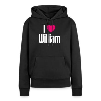 I Love William Pinkes Herz Ich liebe William - Frauen Premium Bio Hoodie - Schwarz - Vorne - Julia (174cm)