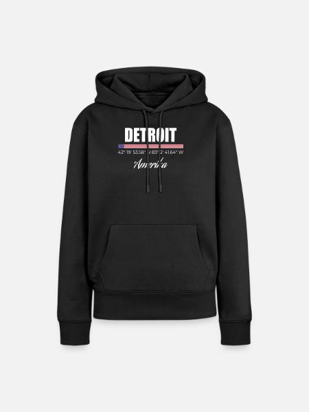 Detroit - Frauen Premium Bio Hoodie - Schwarz