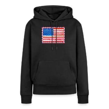 MAKE_AMERICA_HUMAN_AGAIN _A5 - Sweat à capuche Premium bio Femme - noir - Devant - Julia (174cm)
