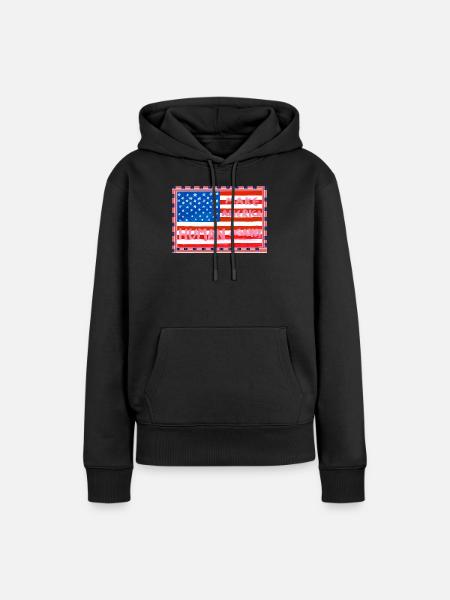 MAKE_AMERICA_HUMAN_AGAIN-_A5 - Frauen Premium Bio Hoodie - Schwarz