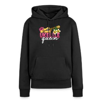 Ukulélé hawaïen Ukulélé Queen Ukulélé - Sweat à capuche Premium bio Femme - noir - Devant - Julia (174cm)