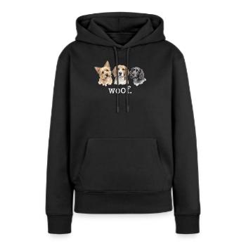 Hunde Wuff Lustige Hundeliebhaber Lustiges Wuff - Frauen Premium Bio Hoodie - Schwarz - Vorne - Julia (174cm)