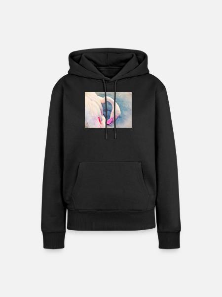 Flamingo - Frauen Premium Bio Hoodie - Schwarz