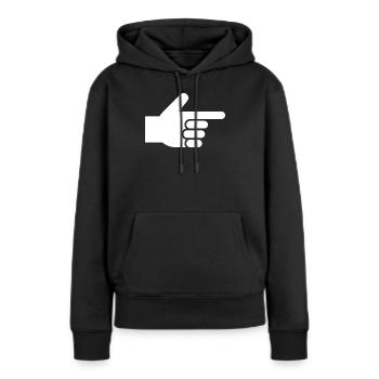 Main, index, index - Sweat à capuche Premium bio Femme - noir - Devant - Julia (174cm)