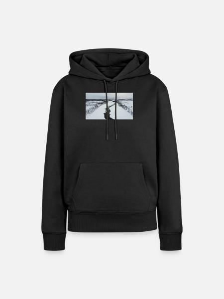 Une rivière sinueuse dans un paysage enneigé - Sweat à capuche Premium bio Femme - noir