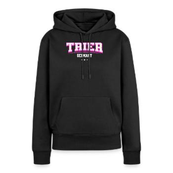 Trier Germany Retro Schriftzug - Frauen Premium Bio Hoodie - Schwarz - Vorne - Julia (174cm)