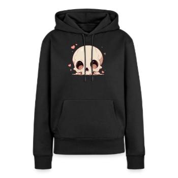 Kuscheliges Schädelherz Cartoon - Frauen Premium Bio Hoodie - Schwarz - Vorne - Julia (174cm)