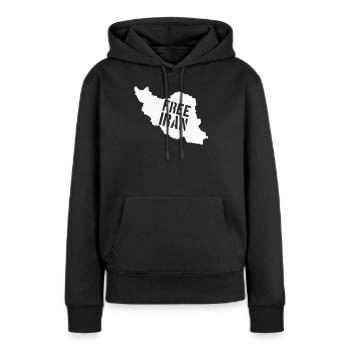 Iran Liberté Iran Libérer l’Iran - Sweat à capuche Premium bio Femme - noir - Devant - Julia (174cm)
