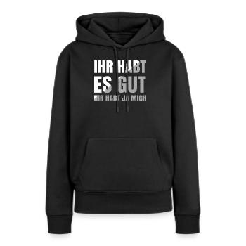 Tu as bien joué, tu m’as eu - Sweat à capuche Premium bio Femme - noir - Devant - Julia (174cm)