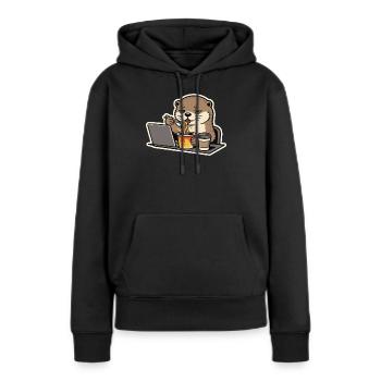 Pause déjeuner Office Otter – Travail & Conception de nouilles - Sweat à capuche Premium bio Femme - noir - Devant - Julia (174cm)
